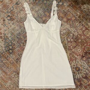 SOLD❌ NWOT White Rosette Mini Dress